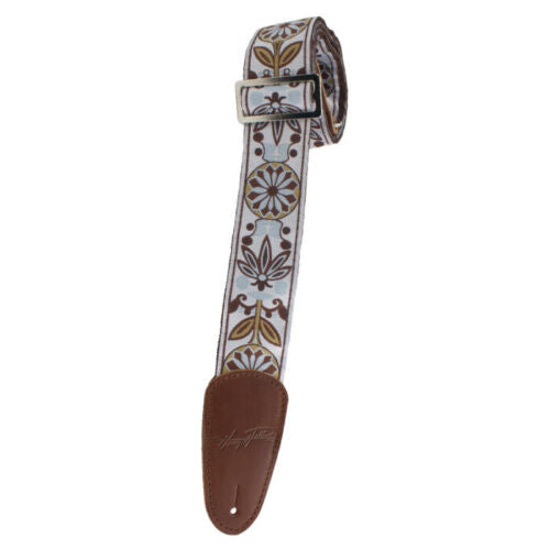 Henry Heller 2" Vintage Jacquard Guitar Strap with Premium Leather Ends - Brown Blossom