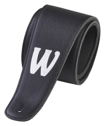 Warwick Synthetic Leather Bass Strap with Neoprene Padding - Black with Silver Embossing