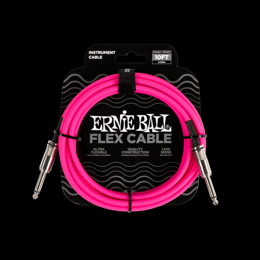 Ernie Ball P06413 Flex Instrument Cable Straight/Straight 10ft, Pink