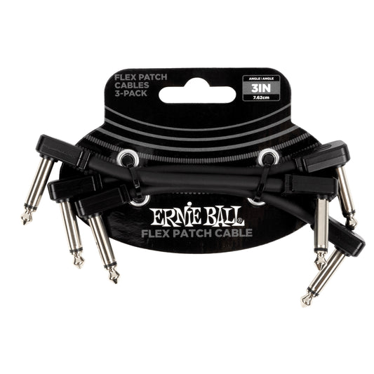 Ernie Ball Flex Patch Cable 3in - Black - 3 Pack