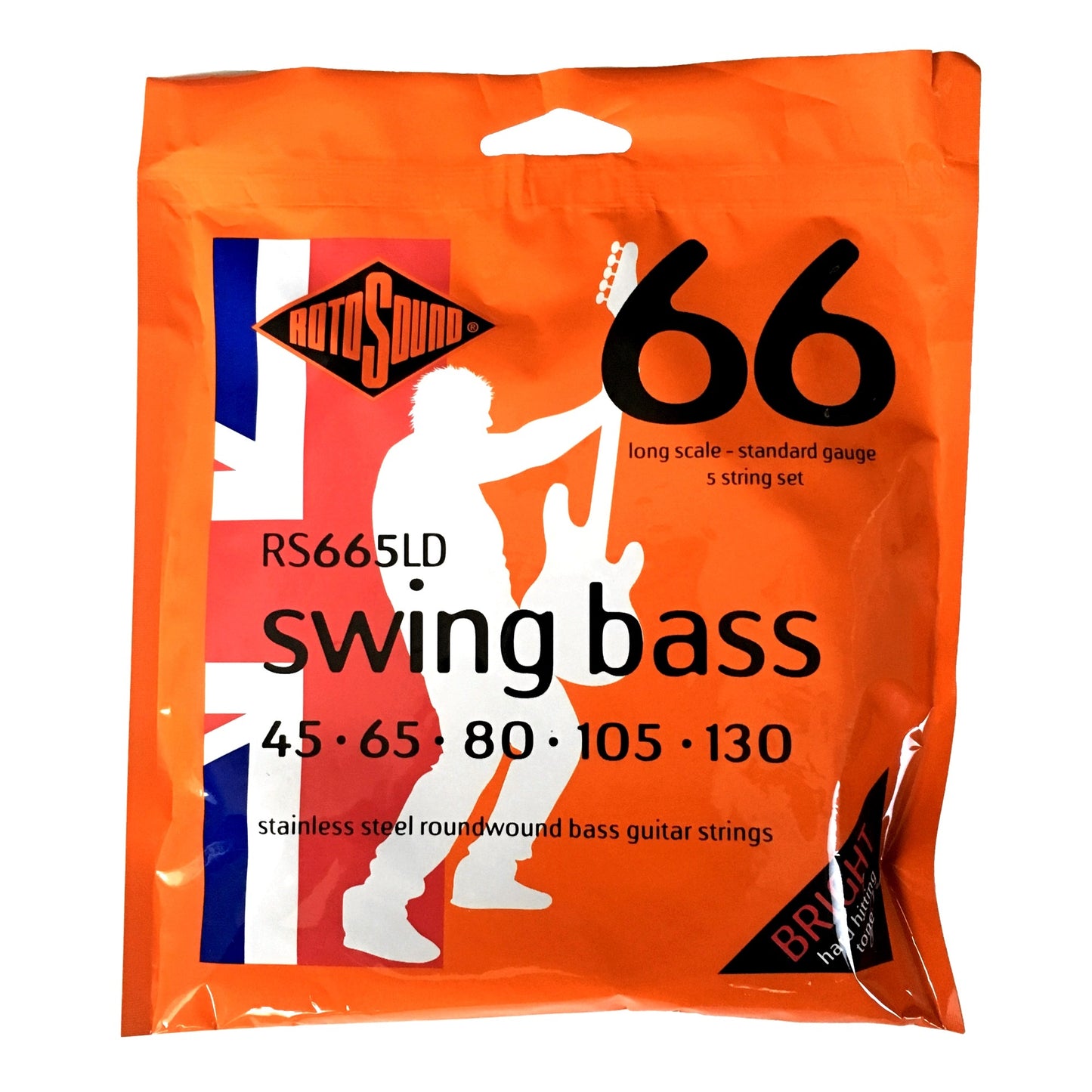 Rotosound RS665LD Swing Bass 66 5-String (45-130), Stainless Steel Roundwound Strings