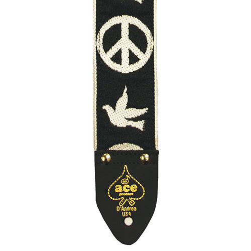 D'Andrea Ace Vintage Reissue Guitar Strap, Peace and Dove (Neil Young-Inspired)