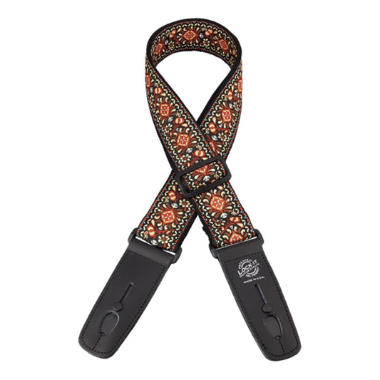 Lock-It Retro Vintage Series 2" Guitar Strap - "Chestnut Bay", Built-In Retractable Strap-Lock!