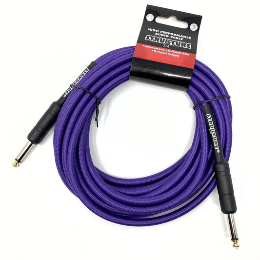 Strukture 18.6 ft Instrument Cable, Woven, Purple, 1/4" (Latest Version with Improved Black Wraps!)