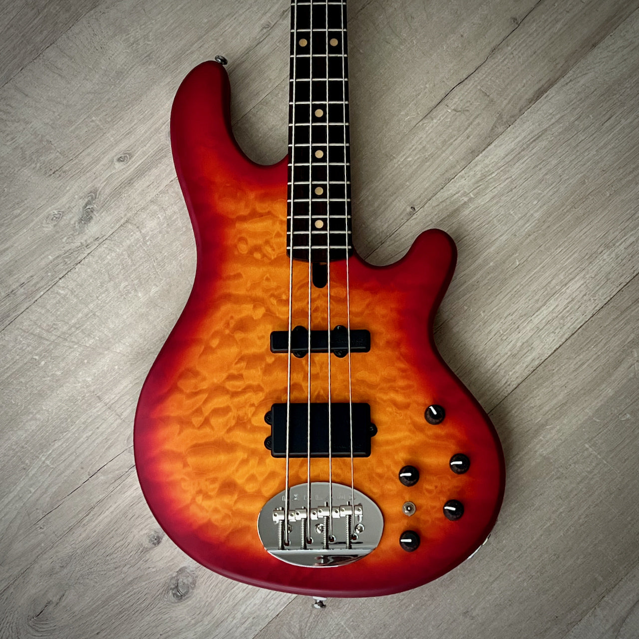 Lakland Skyline 44-02 Deluxe, Active 4-String Bass, Satin Cherry Sunburst, Rosewood Fingerboard