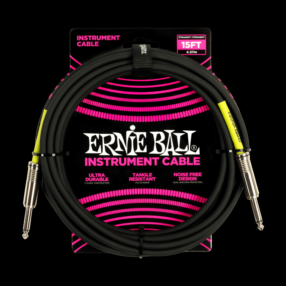 Ernie Ball 6399 Classic Instrument Cable Straight/Straight 15ft - Black