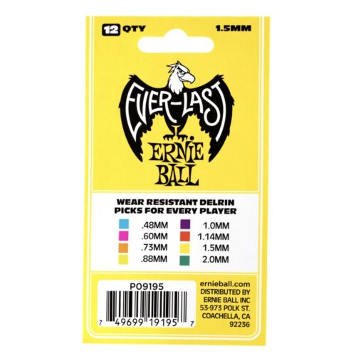 Ernie Ball 1.5mm Yellow Everlast Picks 12-pack (P09195)