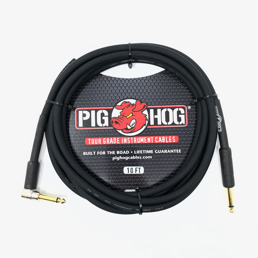 Pig Hog 10ft 1/4" - 1/4" Right Angle 8mm Tour Grade Instrument Cable (PH10R)