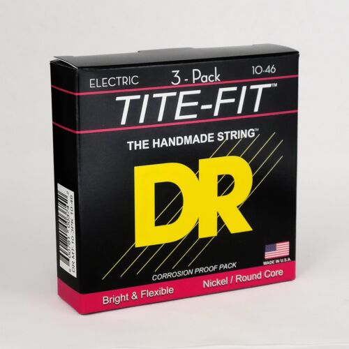 DR Strings 3-Pack TITE-FIT Nickel Plated Electric Guitar Strings, Medium 10-46