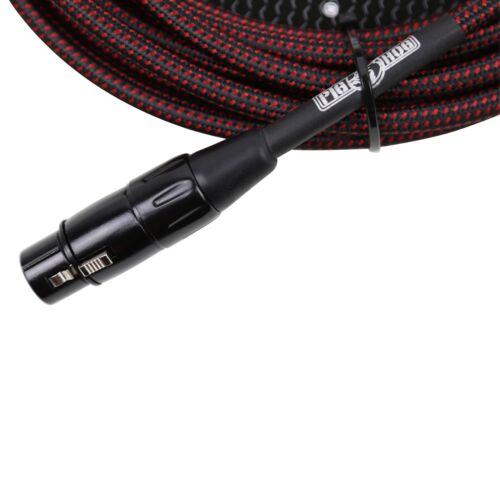 Pig Hog Black & Red Woven Tour Grade Microphone Cable, 20ft XLR (20-foot, 20'), PHM20BRD