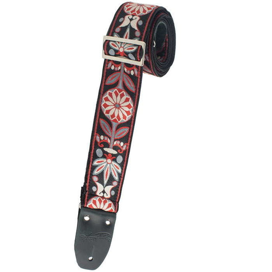 Henry Heller 2" Woven Jacquard Strap with Tri Glide and Nylon Backing, Red/Black/Gray (HJQ2-39)