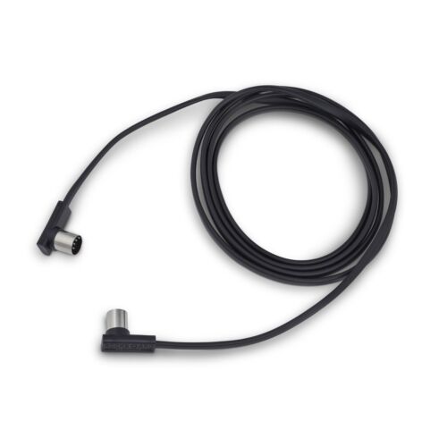 RockBoard Flat Patch Midi Cable, 200cm / 78.74" (6.56'), Black, Right-Angle Low-Profile Connectors