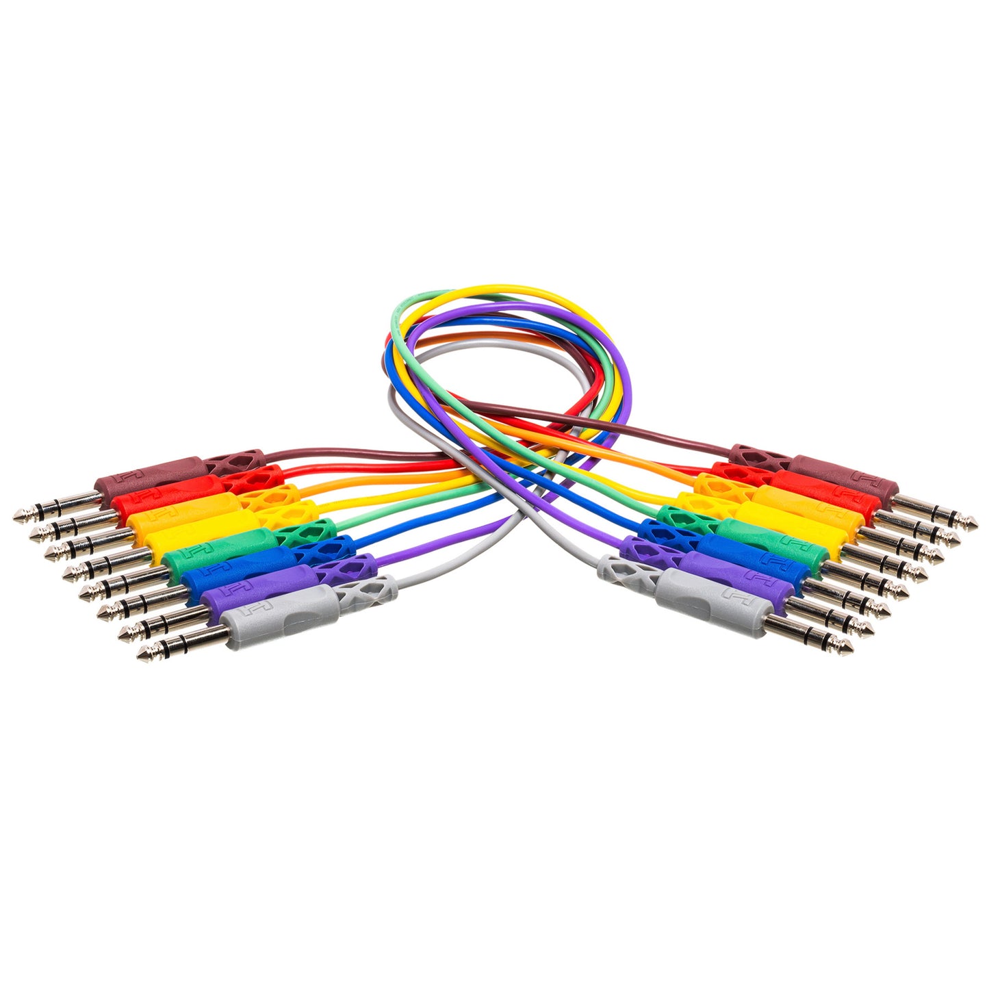 Hosa CSS-845 8-Pack of 1.5-Foot (18") Patch Cables w/ 1/4" Balanced/TRS/Stereo Plugs, Assorted Colors