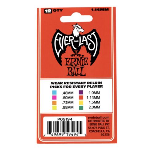 Ernie Ball 1.14mm Red Everlast Picks 12-Pack (P09194)