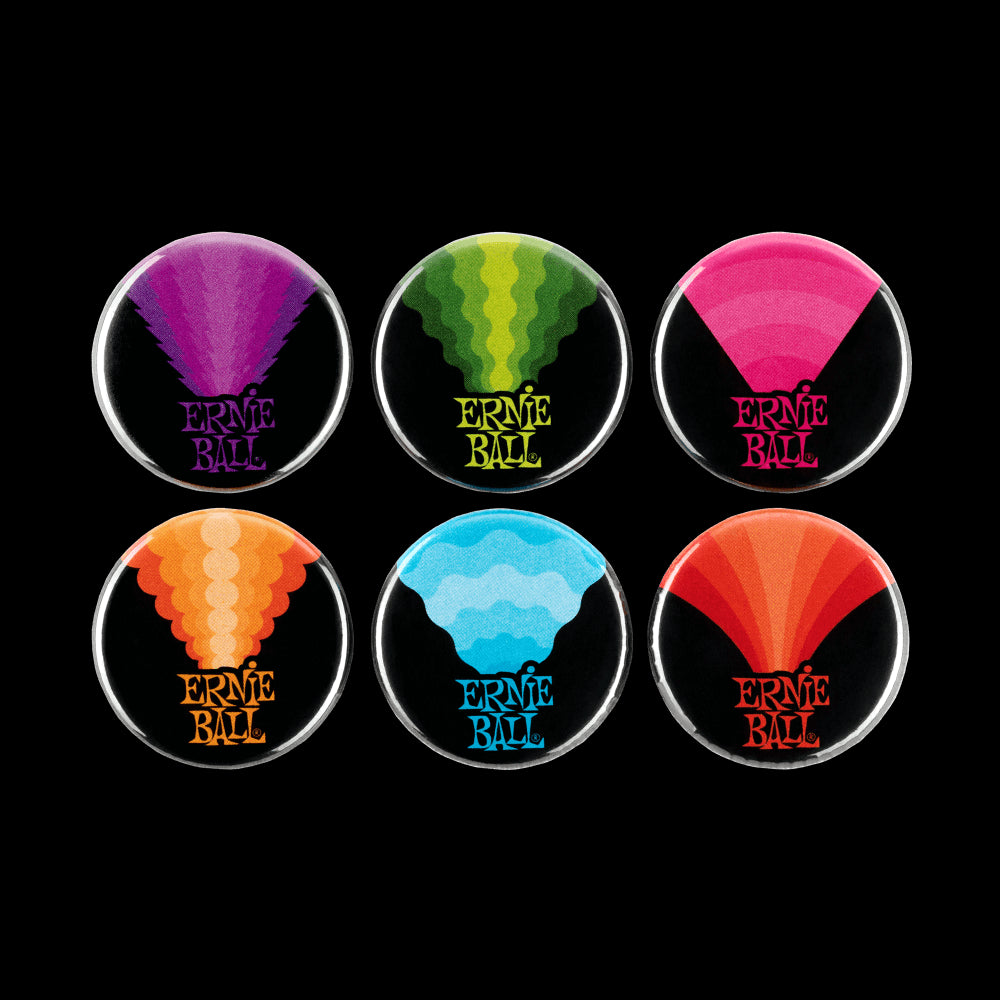 Ernie Ball 4008 Colors of Rock'N'Roll 1" Assorted Buttons 6pk