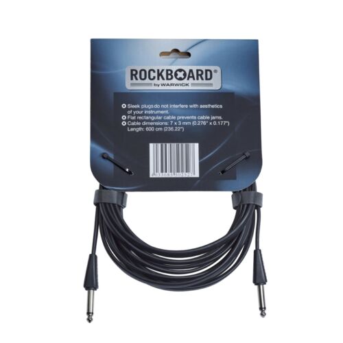 Rockboard Flat Lead (Instrument) Cable - 600 cm / 236.22" (~20 ft) - 1/4" Straight to Straight