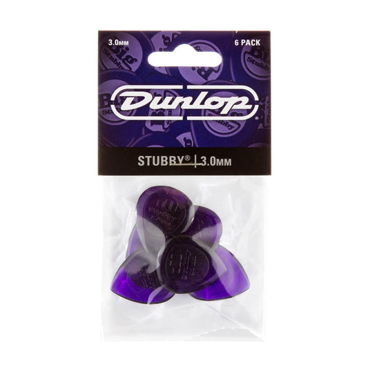 Dunlop Stubby Jazz Guitar Picks 3.0MM - 6 Pack (474P3.0 / Purple)