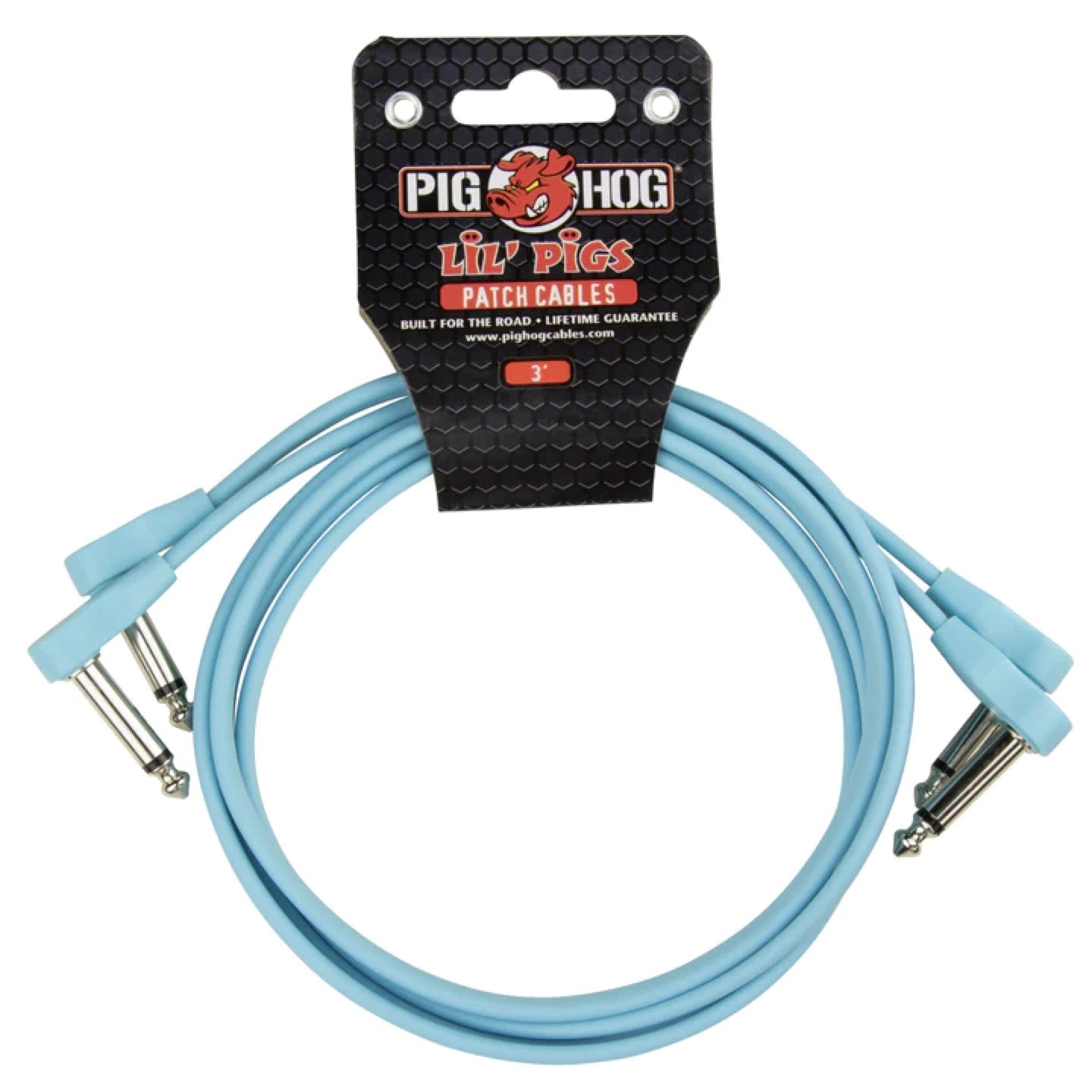 Pig Hog Lil' Pigs 3-foot Low-Profile Patch Cables, 2-Pack, Daphne Blue