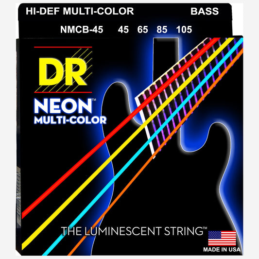 DR Strings NMCB-45 Hi-Def Neon Multi-Color Bass Strings