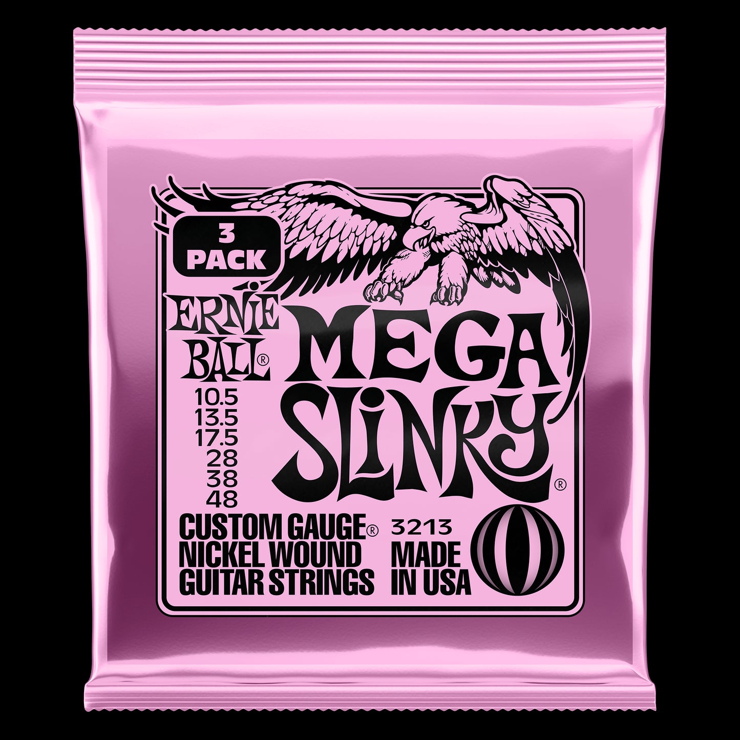 Ernie Ball Mega Slinky Nickel Wound Electric Guitar Strings 3 Pack - 10.5-48 Gauge