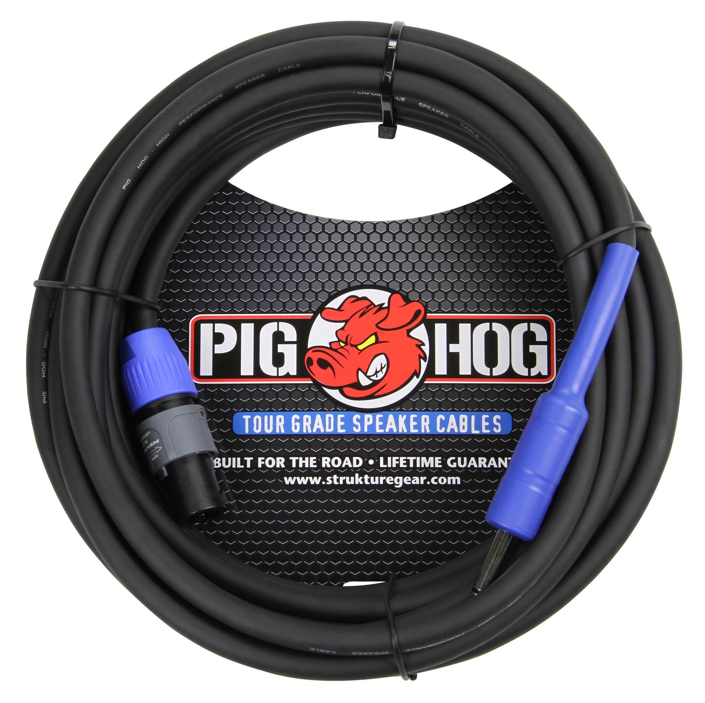 Pig Hog 25-foot Tour Grade Speaker Cable, Speakon to 1/4", 9.2mm, 14 gauge wire (PHSC25S14)