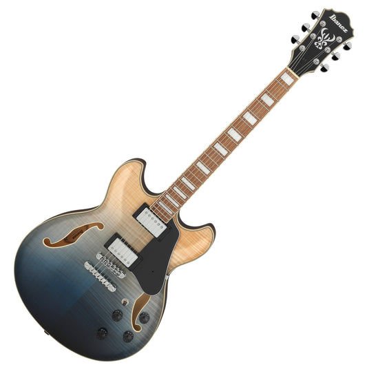 Ibanez AS 73FM Artcore 6-String Hollow-Body Electric Guitar, Transparent Indigo Fade (TIF)