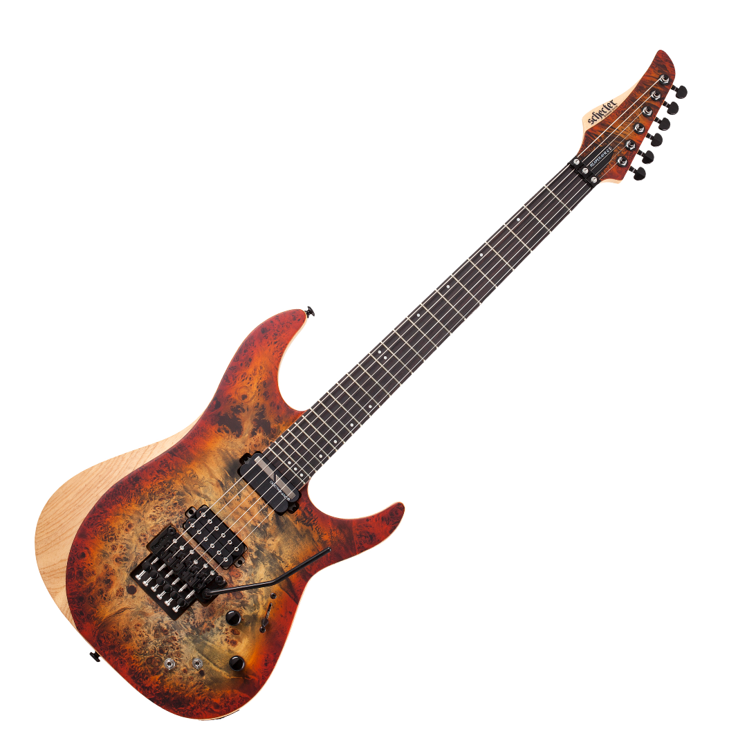 Schecter Reaper-6, Satin Inferno Burst, with Floyd Rose and Sustainiac Sustainer Pickup