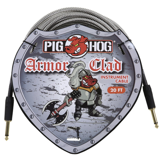 Pig Hog "Armor Clad" Instrument Cable, 20 ft Industrial Metal Conduit-Style