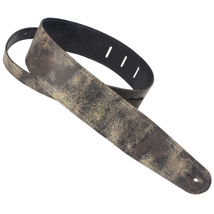 Henry Heller 2.5" Adjustable Distressed Leather Guitar Strap, Black