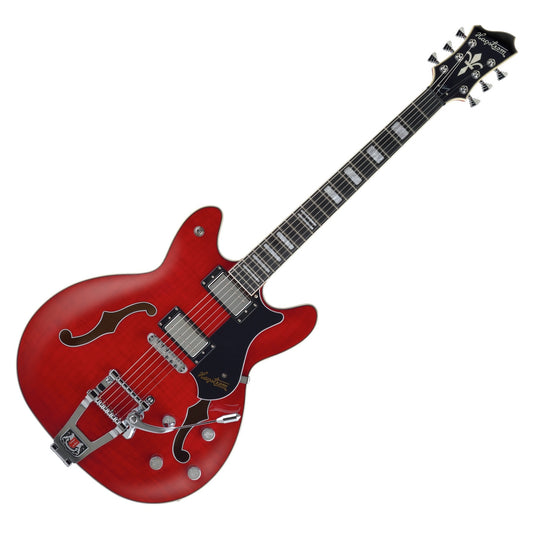 Hagstrom Tremar Viking Deluxe, Semi-hollow Electric Guitar with Tremolo, Wild Cherry Transparent Gloss