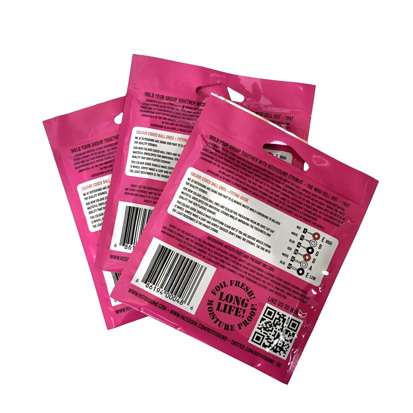 Rotosound 3x (three packs) Rotosound R9 Roto Pinks Nickel on Steel Electric Guitar Strings