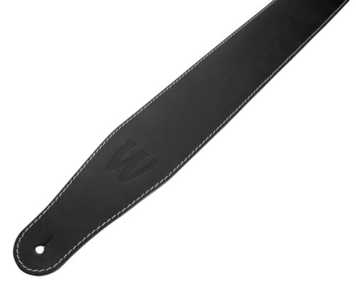 Warwick Teambuilt Genuine Leather Bass Strap, Black with Blind Embossing