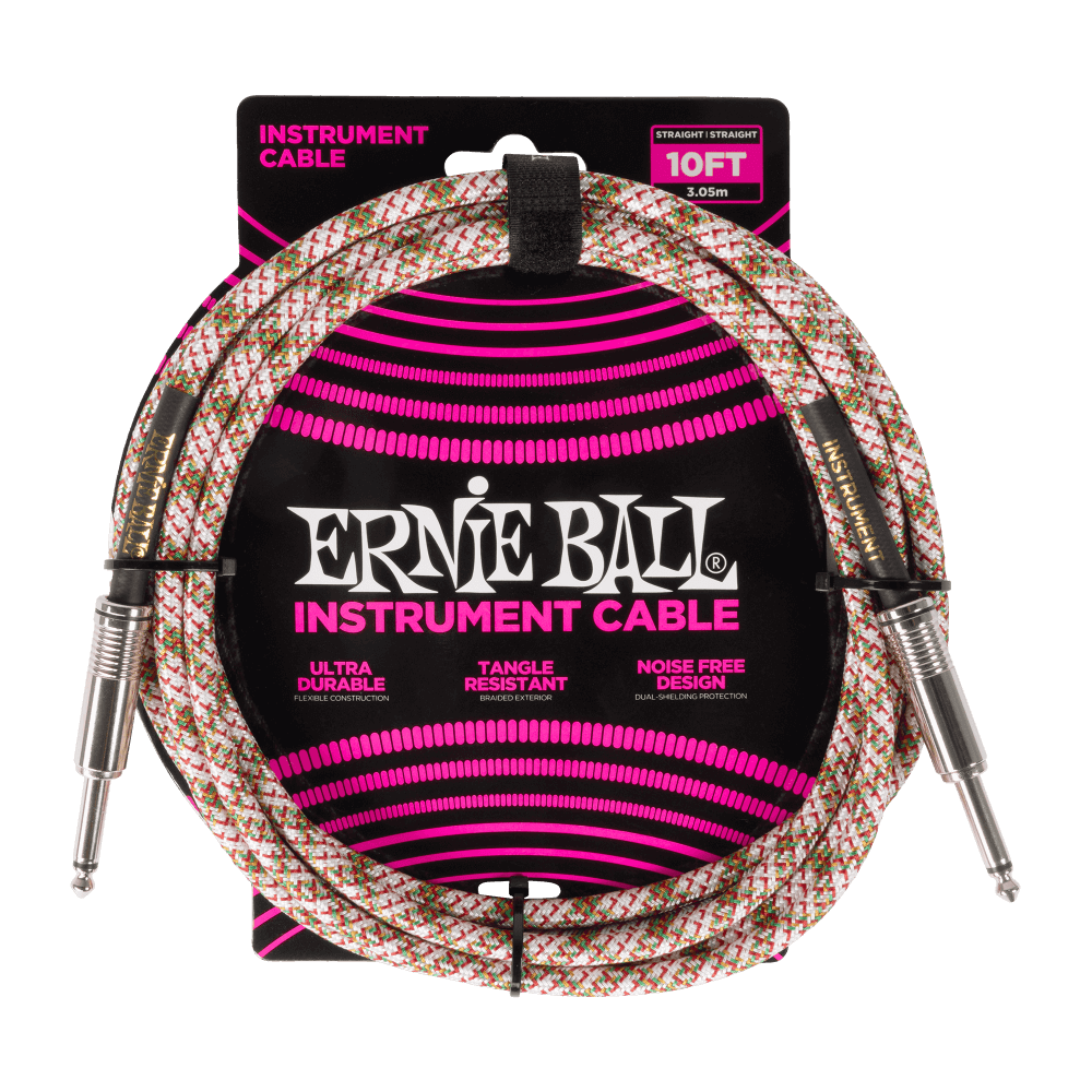 Ernie Ball Braided Instrument Cable Straight/Straight 10ft - Emerald Argyle (P06426)