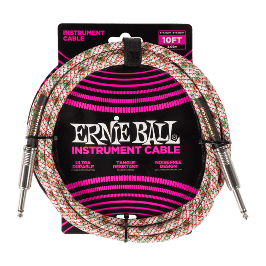 Ernie Ball Braided Instrument Cable Straight/Straight 10ft - Emerald Argyle (P06426)