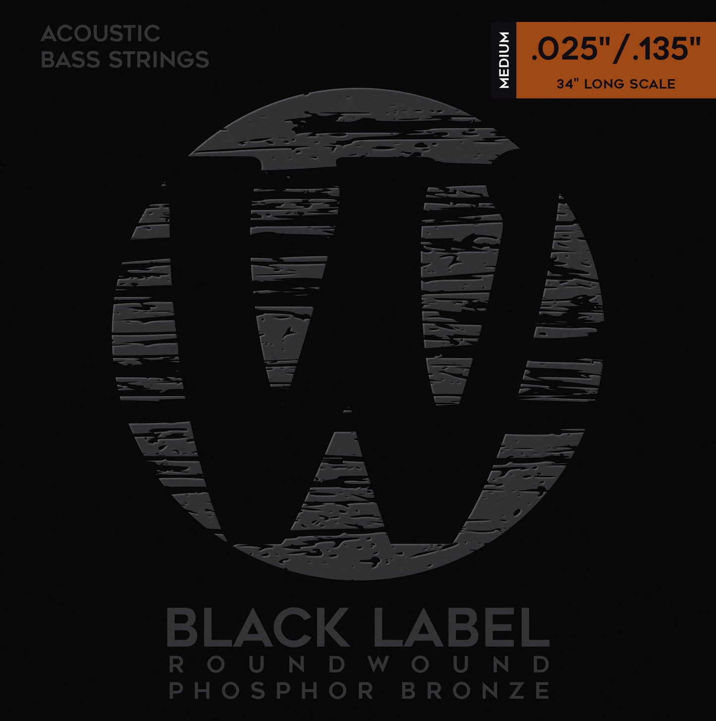 Warwick Black Label Acoustic Bass String Set, Phosphor Bronze, 6-String, Medium, .025-.135, Long Scale