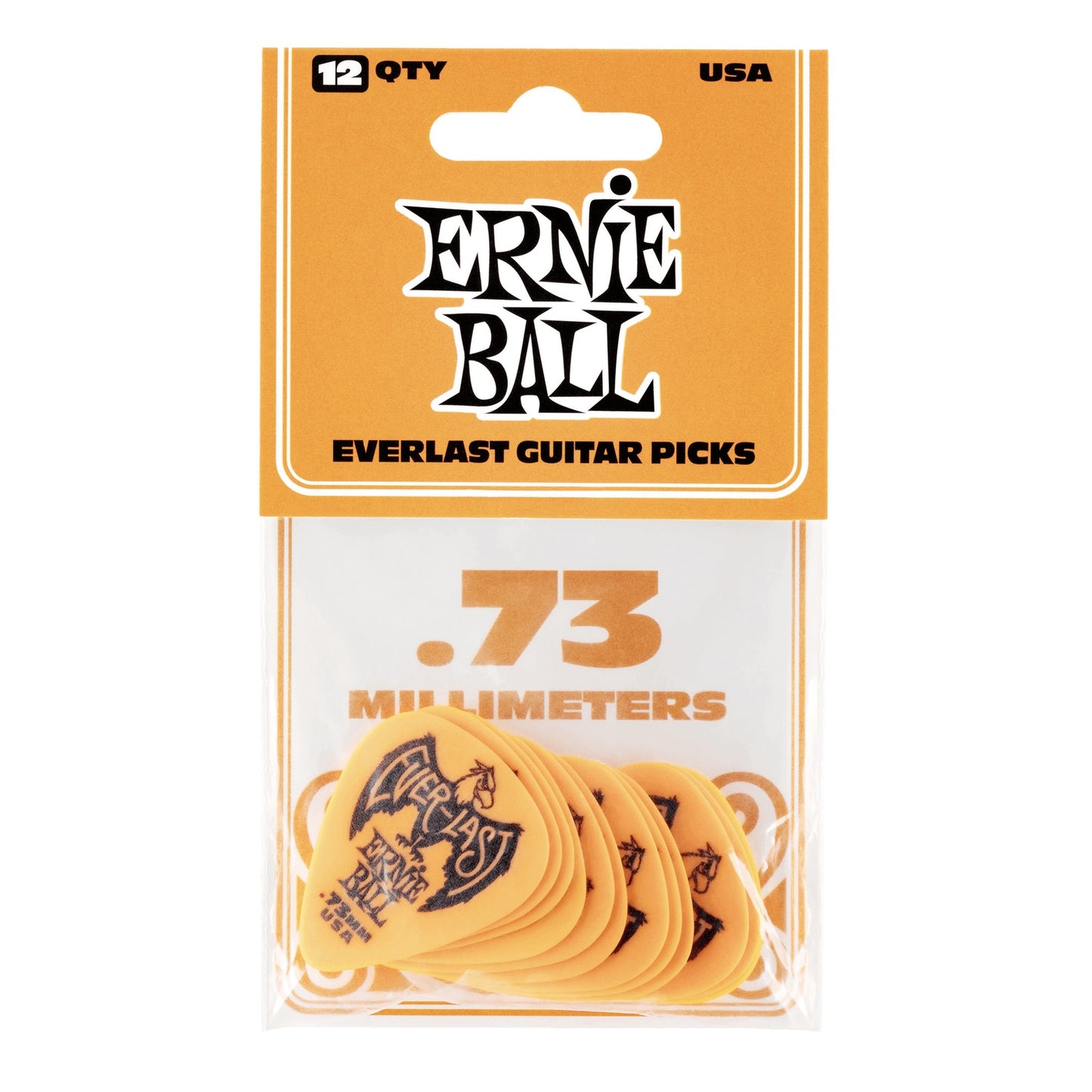 Ernie Ball .73mm Orange Everlast Picks 12-pack