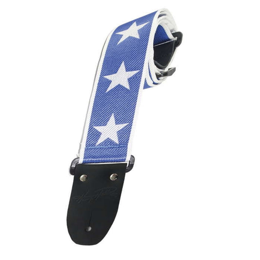 Henry Heller 2" Guitar Strap, Woven Jacquard with Tri-Glide & Nylon Backing, Blue/White Stars (USA)