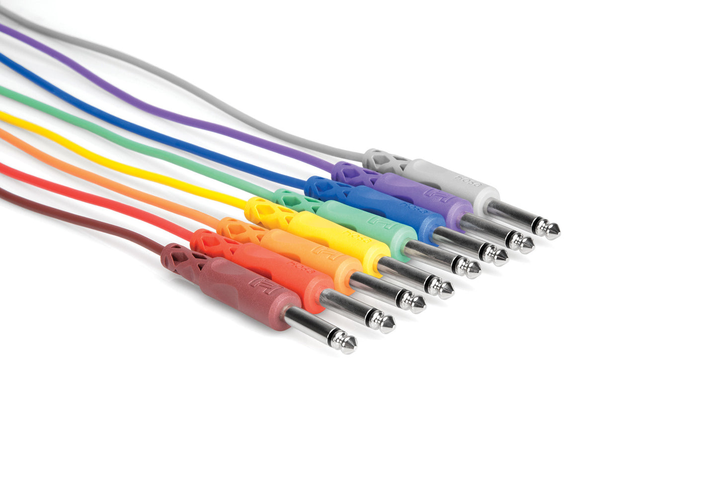 Hosa CPP-890 8-Pack of 3-foot Patch Cables, 1/4" Unbalanced/TS/Mono Plugs, Assorted Colors