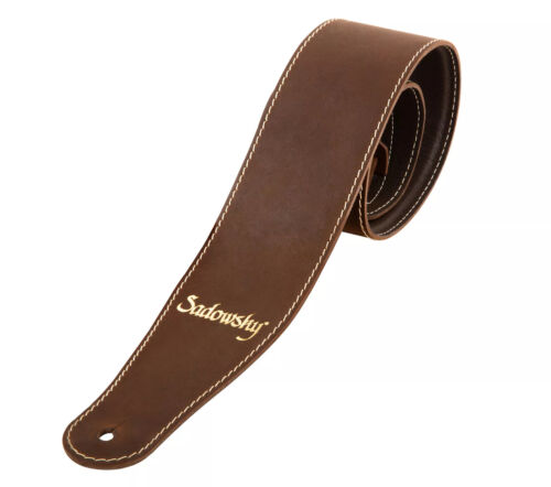 Sadowsky MetroLine Genuine Leather Bass Strap, Brown with Gold Embossing