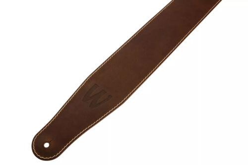 Warwick Teambuilt Genuine Leather Bass Strap, Brown with Blind Embossing