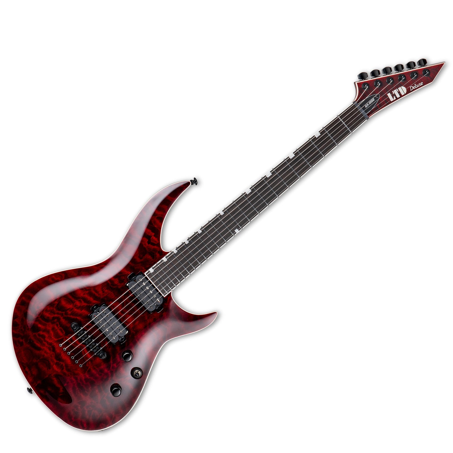 LTD (ESP) H3-1000, Quilted Maple See Thru Black Cherry with ESP Form-Fit Hardshell Case