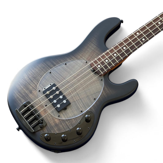 Sterling by Music Man StingRay Ray34, 4-String Bass, Trans Black Satin, Flame Maple, UNIQUE non-production sample (MINT)