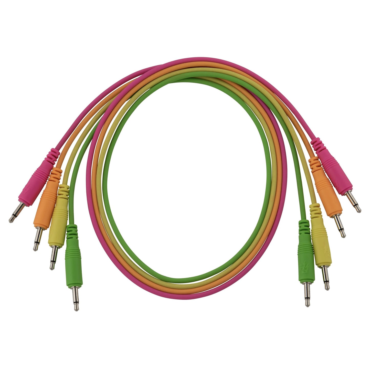 Pig Hog Pig Patch 3.5mm Mono Synthesizer Patch Cables, 4-Pack of 24" Neon Cables