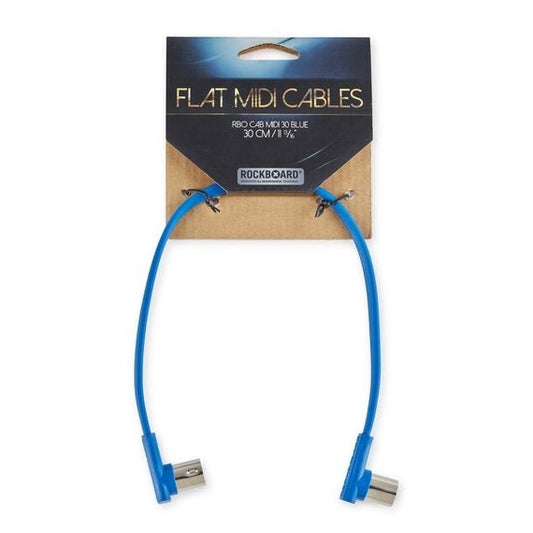 Rockboard Flat MIDI Cable - 30 cm (11 13/16"), Blue , Angled Plugs