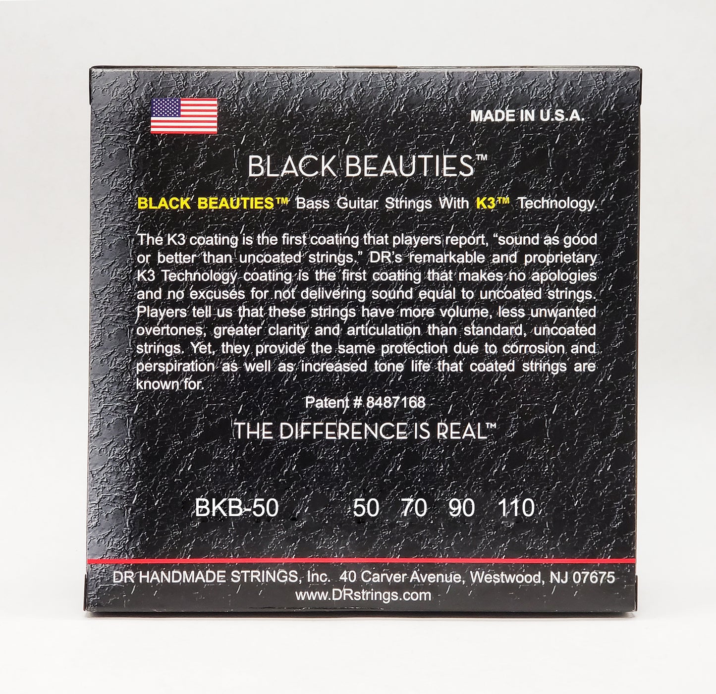 DR Strings BKB-50 Black Beauties K3 Coated Bass Strings 4-String Set Heavy, 50-110