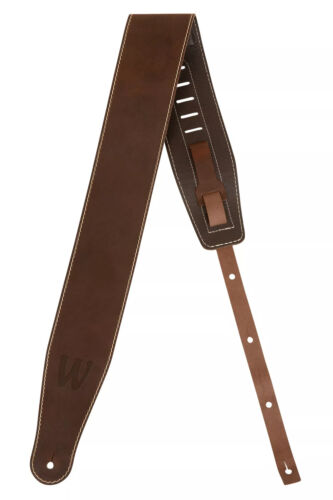 Warwick Teambuilt Genuine Leather Bass Strap, Brown with Blind Embossing