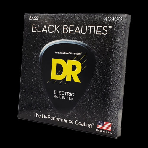 DR Strings Black Beauties K3 Coated Bass Strings, 4-String Set (Light, 40-100), BKB-40