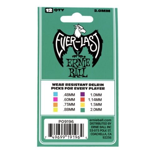 Ernie Ball 2.0mm Teal Everlast Picks 12-pack (P09196)