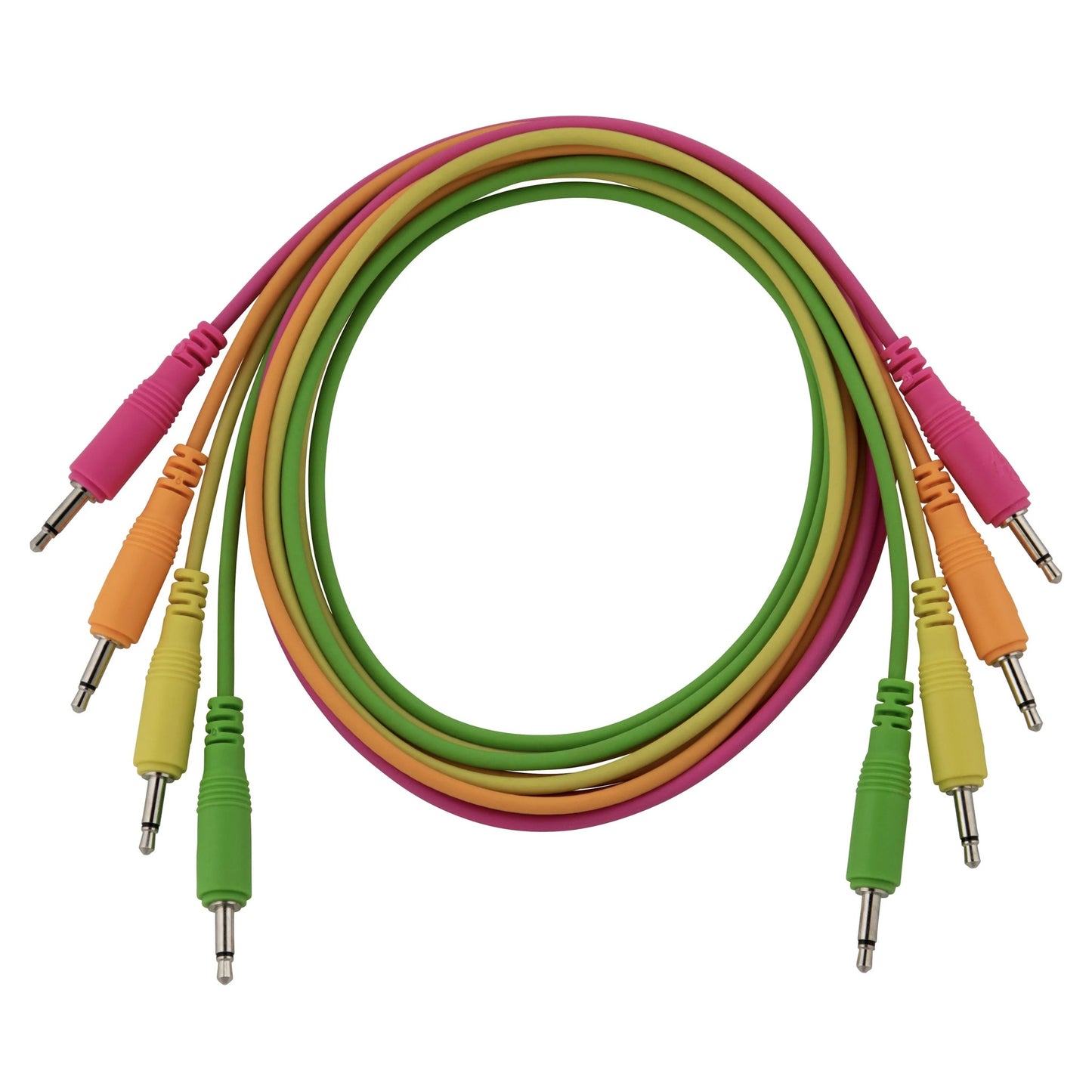 Pig Hog Pig Patch 3.5mm Mono Synthesizer Patch Cables, 4-Pack of 36" Neon Cables (Multiple Colors, Eurorack, Modular)