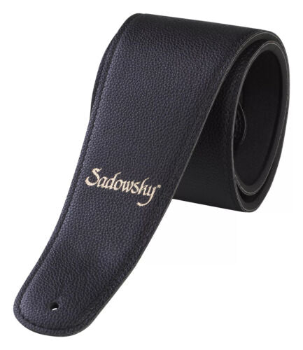 Sadowsky Synthetic Leather Bass Strap with Neoprene Padding - Black with Gold Embossing